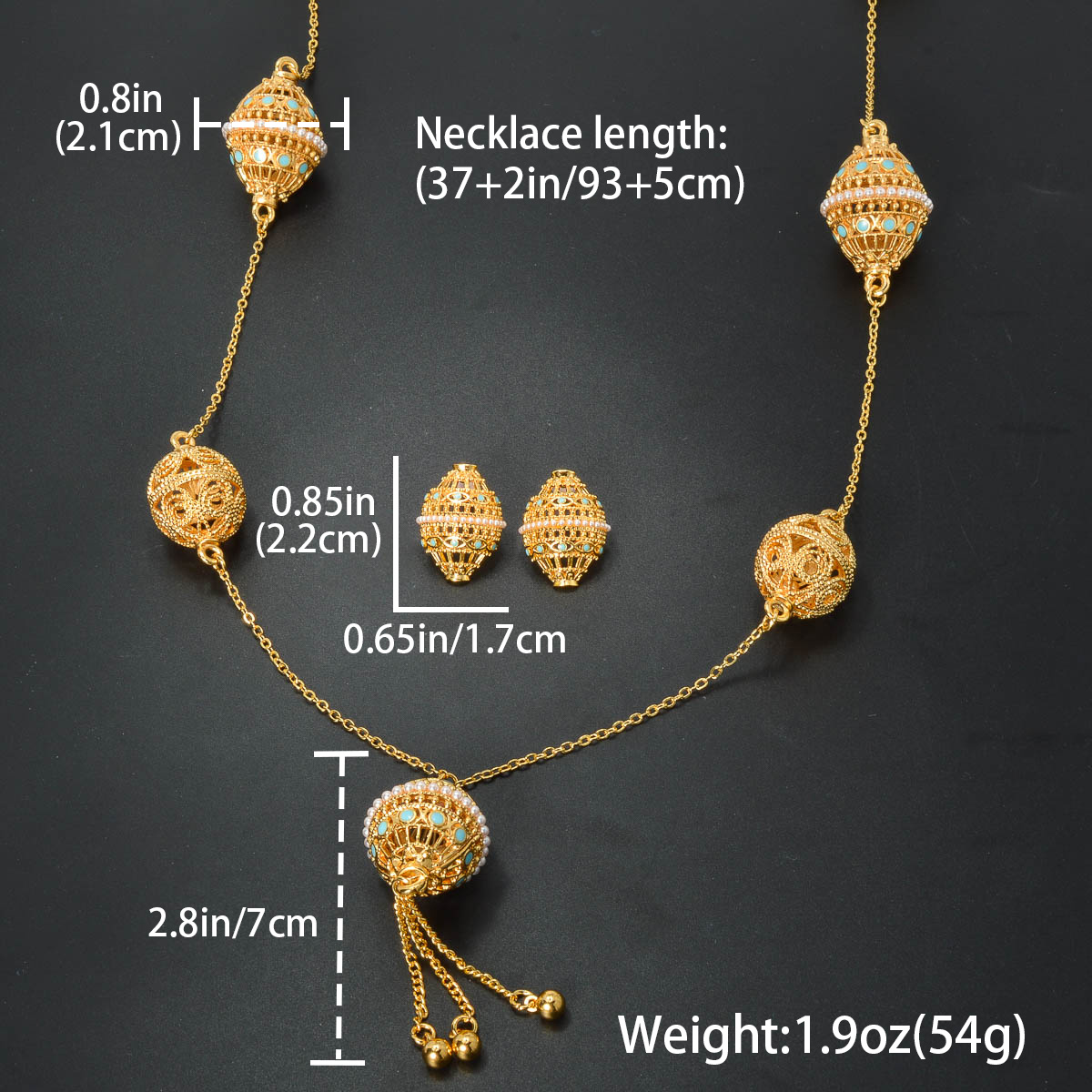 3pc Middle Eastern Style Luxurious Palace-Inspired Jewellery Set
